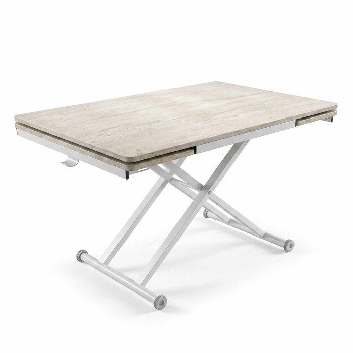 Hanah Home Yan - Mesa de comedor extensible Travertino, Blanco